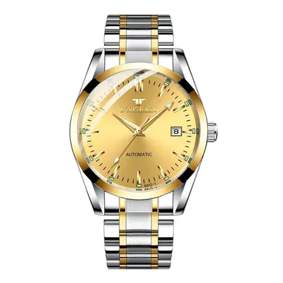 (gold,gold) Mens Top Brand Luxury Luminous Waterproof Stainless Steel Automatic Mechanical Wrist