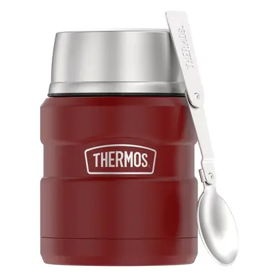 THERMOS Stainless King VacuumInsulated Food Jar with Spoon Ounce Rustic Red