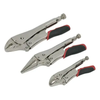 3 Piece Quick Release Locking Pliers Set - Curved and Long Nose Pliers - Steel