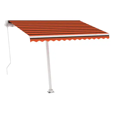 vidaXL Manual Retractable Awning with LED 300x250 cm Orange and Brown Shelter