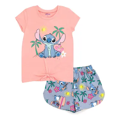 Disney Lilo & Stitch Little Girls T-Shirt and Chambray Shorts Outfit