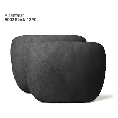 (Alcantara Black 2pcs) Alcantara Soft Car Headrest Neck Pillow Cushion Auto Accessories Universa