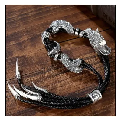 (as the picture, Shrinkable) New Hand-made Personality Domineering Dragon Bracelet Trendy Men&ap