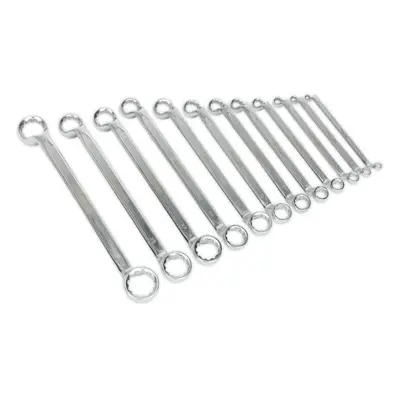 12pc Slim Handled DEEP OFFSET Ring Spanner Set - Point Metric Double Ended