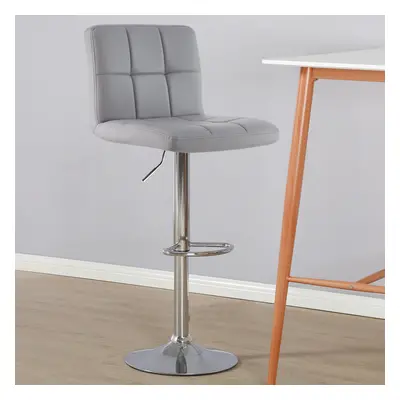 (PU Leather Grey) Charles Jacobs Cube Style Adjustable Breakfast Bar Stool with Footrest