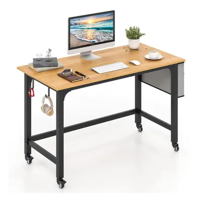 Mobile Computer Desk 120cm Home Office Desk w/ Storage Bag-Natural