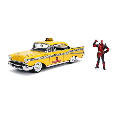 Jada Chevrolet Bel Air Taxi Yellow with Deadpool Die-cast Figure