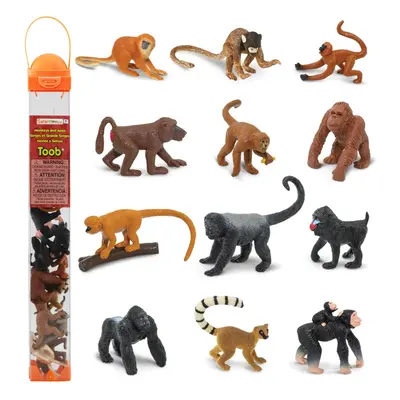 Safari Ltd. Apes & Monkeys TOOB - Figurines: Baboon, Orangutan, Tamarin, Lemur, Gorilla, Mandril