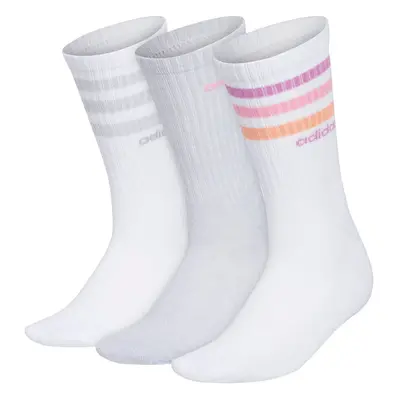 adidas Women's 3-Stripe Crew Socks (3-Pair) White/Pulse Lilac Purple