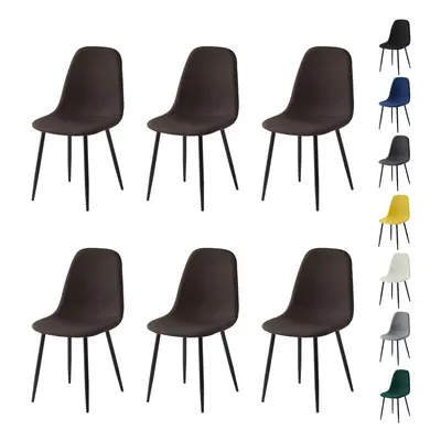 (SET OF 6, BROWN) 2/4/6Pcs Fabric Dining Chair with Metal Legs Bella