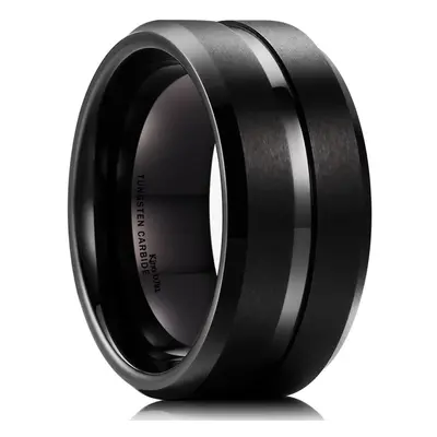 King Will 10mm Black Tungsten Carbide Wedding Band Ring Polished Finis