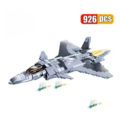 (as the picture) 926pcs Air Force J-20 Stealth Fighter Building Blocks Modern Military War Weapo