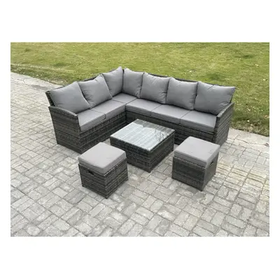 Fimous Seater Outdoor Garden Furniture Set Wicker PE Rattan Corner Sofa Set with Square Coffee T