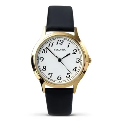 Sekonda Mens Gents Wrist Watch White Face Gold Dial