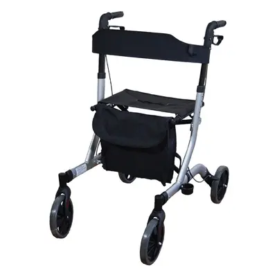 Grey Deluxe Ultra Lightweight Aluminium Wheeled Rollator Foldable Walking Aid