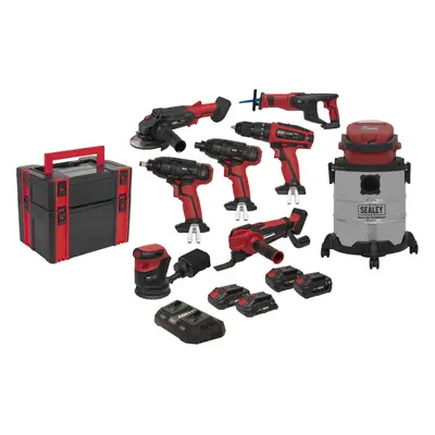 12 Piece 20V Cordless Power Tool Bundle - Batteries & Dual Charger - Toolboxes