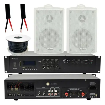 400W LOUD Outdoor Bluetooth System 2x White Speaker Weatherproof Garden Music