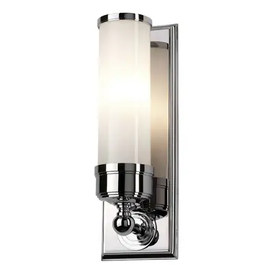 IP44 Wall Light Ribbed Opaque Glass Shade Polished Chrome LED G9 3.5W d00170