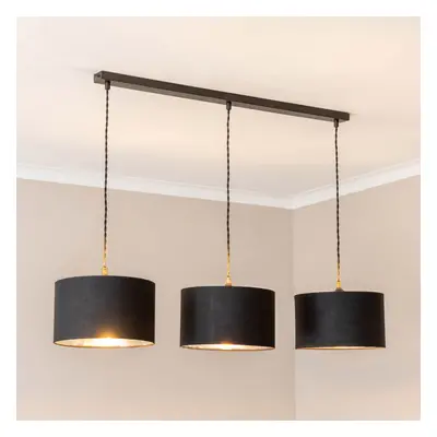 ValueLights Matte Black Ceiling Pendant Black & Chrome Shades & Bulbs