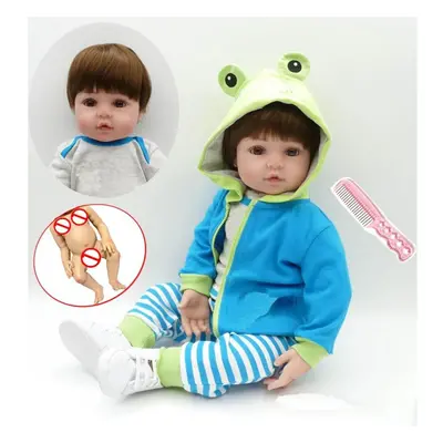 (grey, 48cm, Full Body Silicone) Bzdoll Lifelike Cm Full Silicone Soft Body Girl Boy Reborn Baby