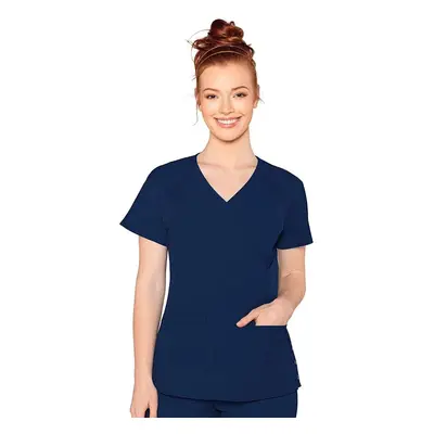 Med Couture Women's 'Peaches Collection' Rangal Scrub Top, Navy, X-Small