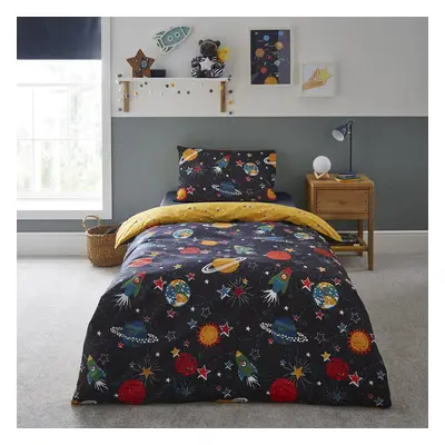 Silentnight Healthy Growth Kids Double, Duvet Set - Space Design Duvet Cover Bedding Set with Re