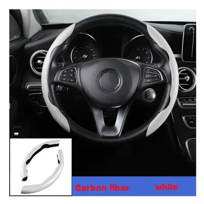 (white) 1Pair Car Steering Wheel Cover Carbon Fiber Non-slip For Mercedes Benz