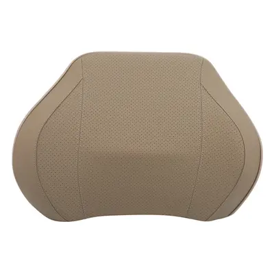 (PU Beige 2) Car Seat Head Neck Rest Massage Auto Pillow Space Memory Neck Headrest