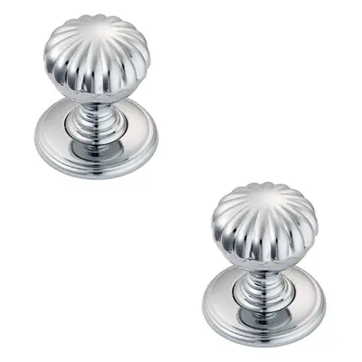 2x Flower Design Textured Cupboard Door Knob 31mm Diameter Polished Chrome