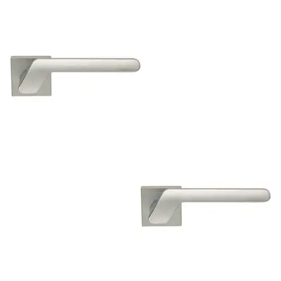 2x PAIR Modern Angled Handle on Square Rose Concealed Fix Satin Chrome