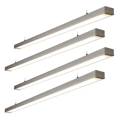 4 PACK Commercial LED Suspension Light - 1494mm x 68mm - 26W CCT LED Module