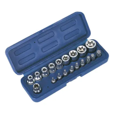 19pc TRX Star Socket & Hex Bit Set - 3/8" Square Drive - Male & Female TORX