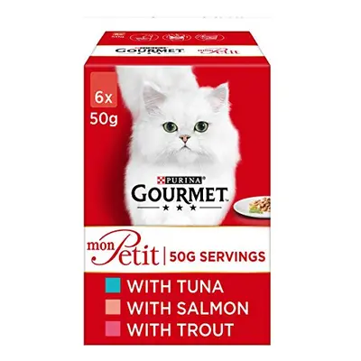 Gourmet Adult Wet Cat Food Pouch Tuna/Salmon/Trout Pouch, x 50g - Pack of