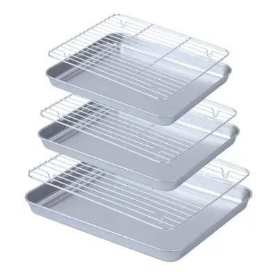 (1 Set) Set Multifunctional Stainless Steel Oven Baking Pan Grill Rack Set Non-stick Rust-proof 