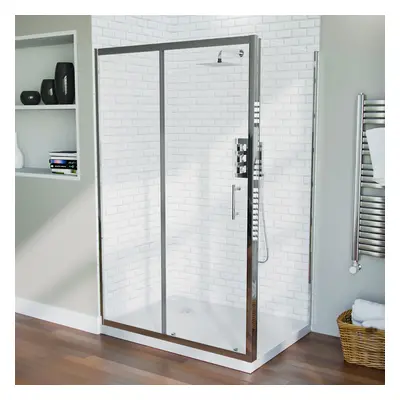 1200 mm Slider Shower Door Enclosure with Frameless Glass Panel Screen + Tray