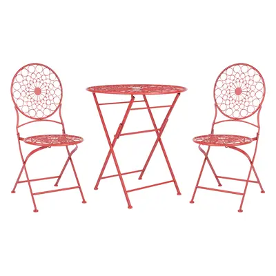 Bistro Set SCARIO Metal Red