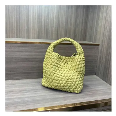 (Mustard green+coin purse+chain) Pure Handmade Woven Small Titt Bag Handbag Female New High -End