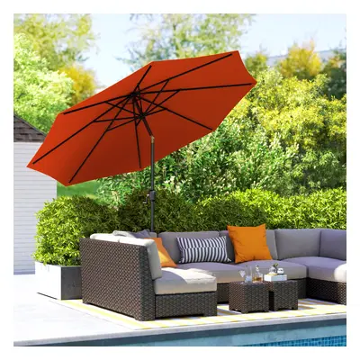 Outsunny 3(m) Garden Umbrella Outdoor Sunshade Canopy w/ Tilt & Crank Orange