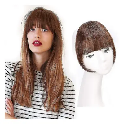 Clip In Bangs 100% Human Hair Extensions Reddish Brown Clip On Fringe Bangs With Nice Net Natura