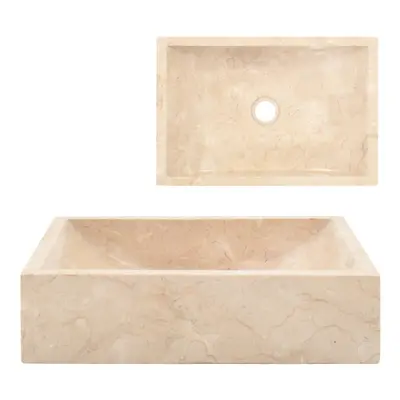 vidaXL Sink Bathroom Natural Stone Wash Bowl Basin Marble High Gloss Cream