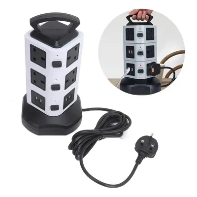 Switched Surge Extension Lead Plug Tower Multi Socket USB Port