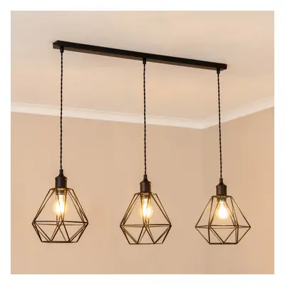 ValueLights Diablo Shade Drop Bar Matte Black Diner Ceiling Light