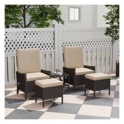 Outsunny PCS Rattan Garden Furniture Set w/ Cushions, Khaki