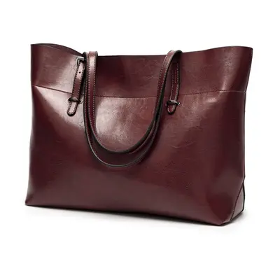 (coffee) Elegant Leather Tote Bag Versatile Shoulder & Handbag for Women