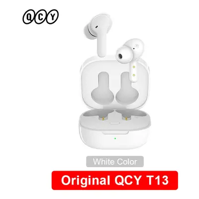 (QCY T13 White) QCY T13 Wireless Smart Headphone BT5.1 TWS Earphone Mic ENC HD Call