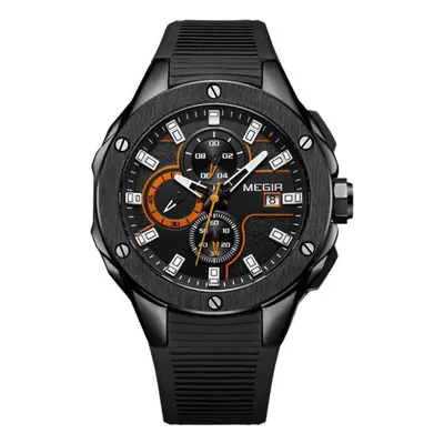 (Black) MEGIR Men Sport Watch Waterproof Luminous Chronograph Quartz Army Military Watches Clock