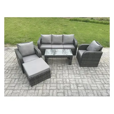 Fimous Wicker PE Rattan Garden Furniture Set Outdoor Lounge Sofa Set with Reclining Chair Coffee