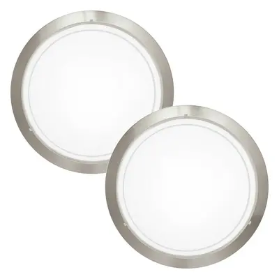 2 PACK Wall Flush Ceiling Light Satin Nickel White Clear Glass Painted E27 60W