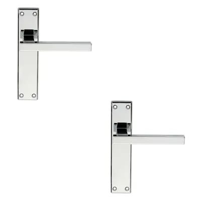 2x PAIR Straight Square Handle on Latch Backplate x 40mm Polished Chrome