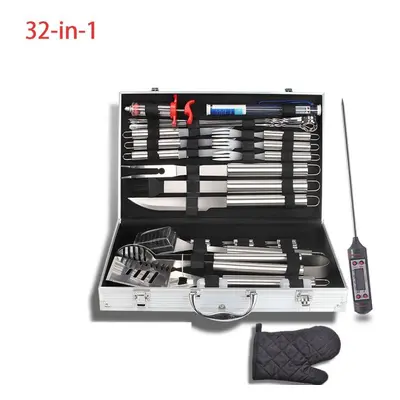 (as the picture, 32-in-1) Bbq Grilling Accessories, Stainless Steel Grill Set With Aluminum Case